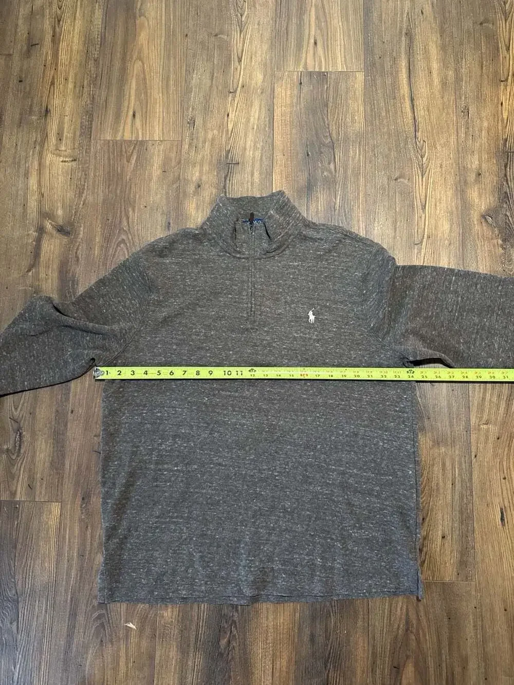 Polo Ralph Lauren Mens Estate Rib Quarter-Zip Pullover Sweater Heather Brown
